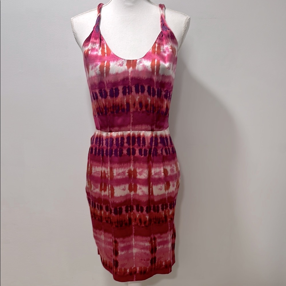 Banana Republic Women’s Tie‎ Dye Silk Dress POCKETS Criss Cross Back Size 4